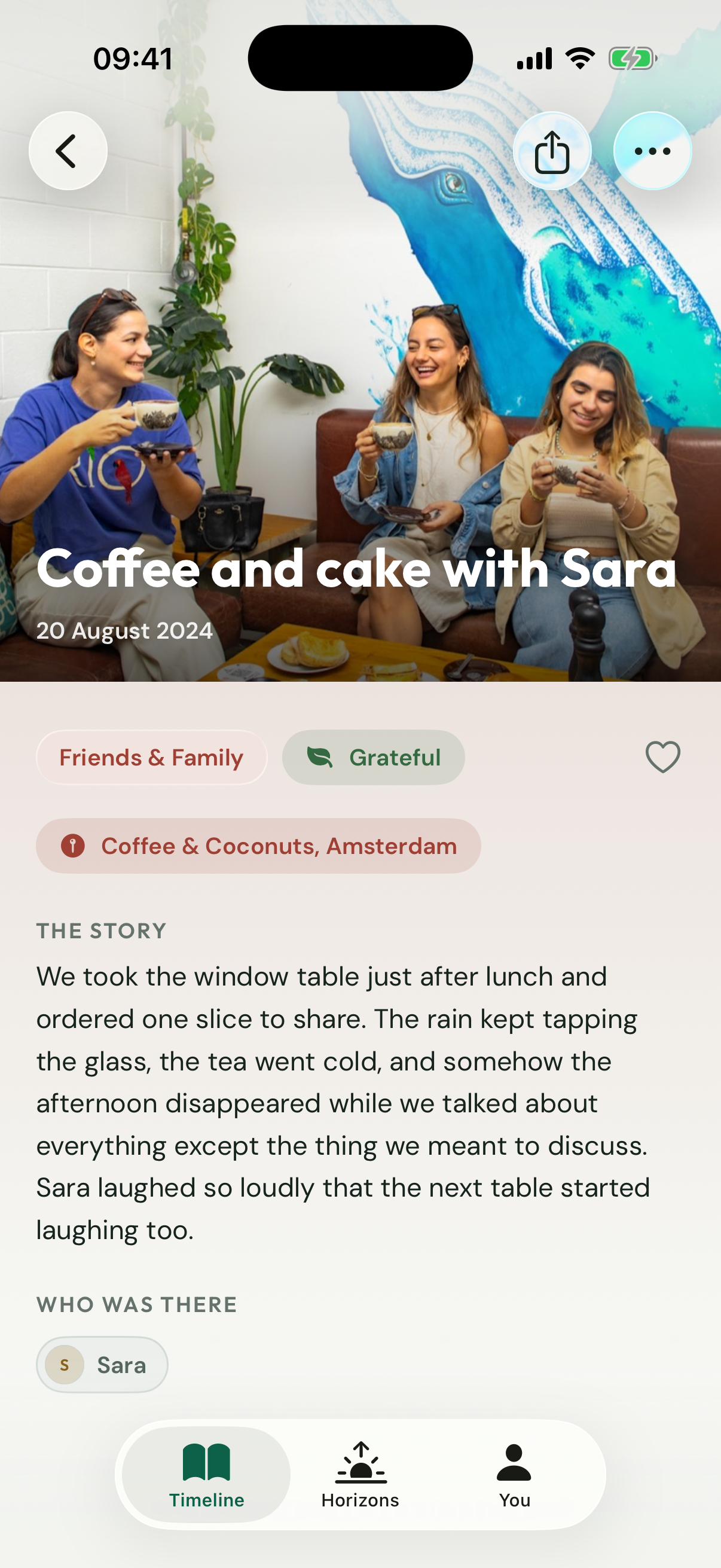 Once & Someday showing a detailed everyday coffee Moment with Sara